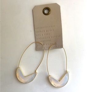 Anthropologie Clear / White Stone Gold Hoop Earrings, BRAND NEW W/ TAGS, Unworn